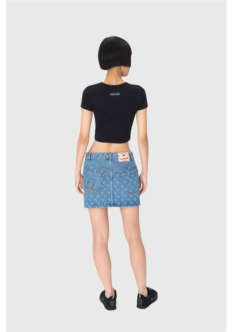 gonna mini moon laser denim donna blu MARINE SERRE | WSK057A CDEN0002BL05